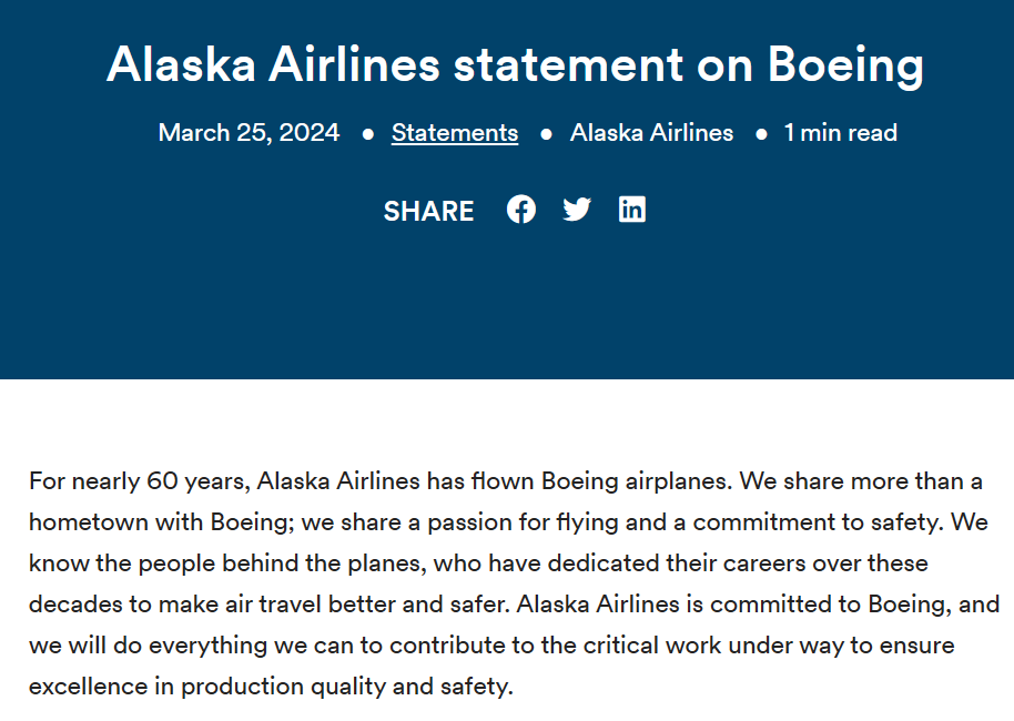 奇趣分分彩：因舱门脱落导致大规模停飞，波音支付约 1.6 亿美元赔偿阿拉斯加航空